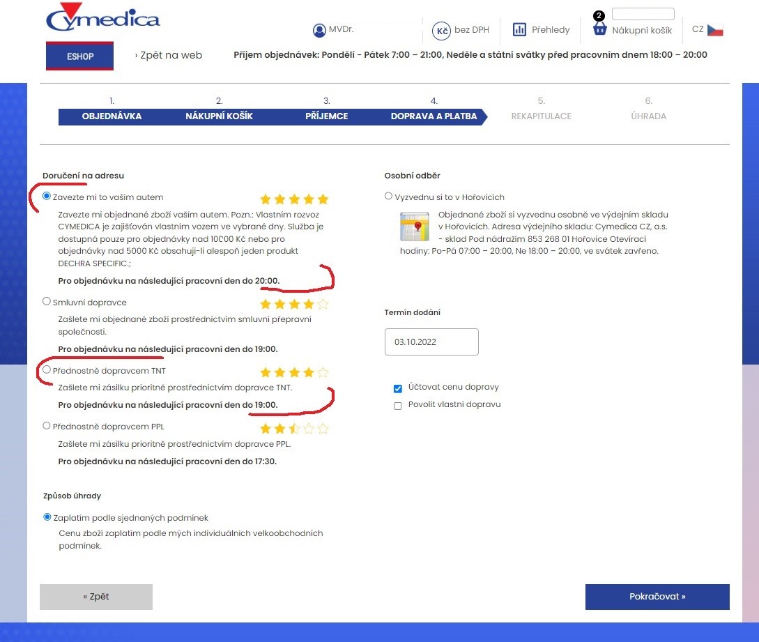 e shop doprava 10 22